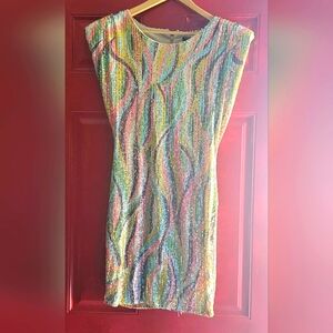 Fashion Nova Multicolored Sequin Mini Dress Sz L